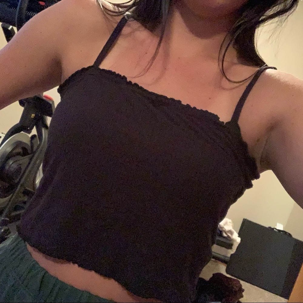 PacSun basics black ribbed cropped tank